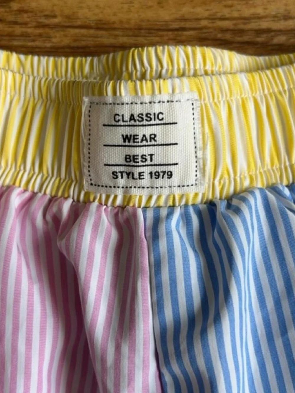 Classic Pastel Split-Panel Athletic Shorts - Pink, Blue & Yellow